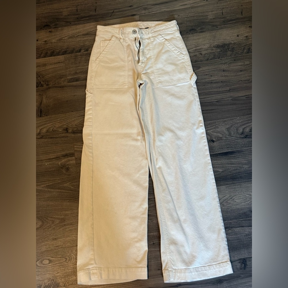 American Eagle Outfitters Cream Wide Leg Jeans - Picture 2 of 5